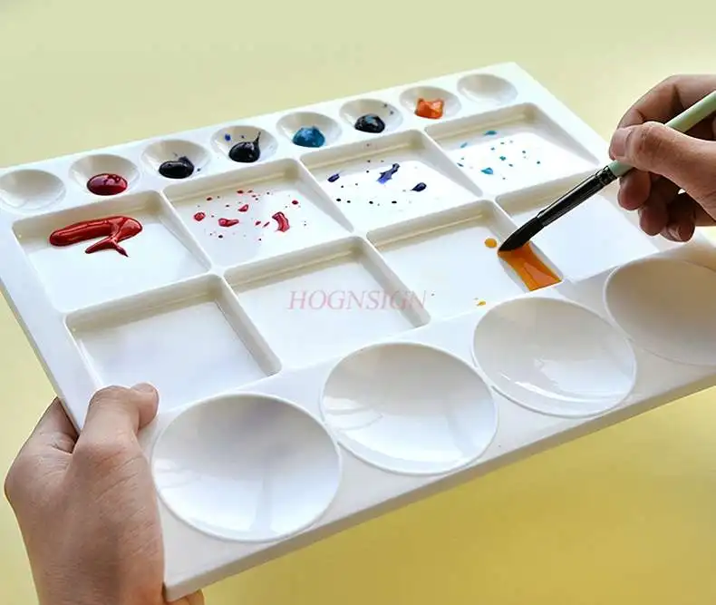 Watercolor palette easy to clean square palette plastic paint palette watercolor paint round hole palette