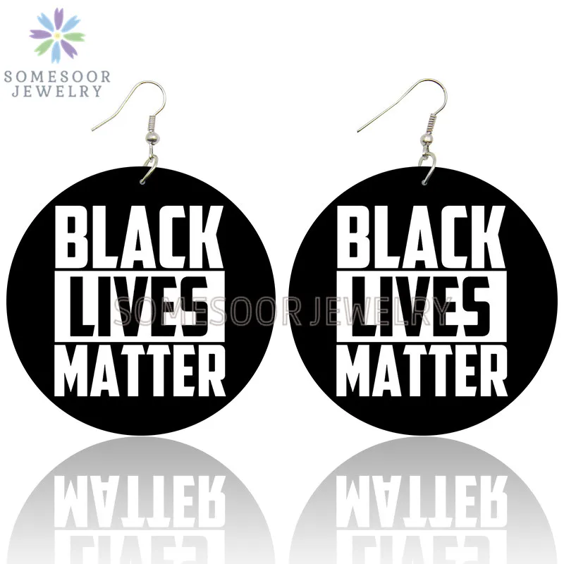SOMESOOR черные жизни материи высказывания печати деревянные висячие серьги меланин