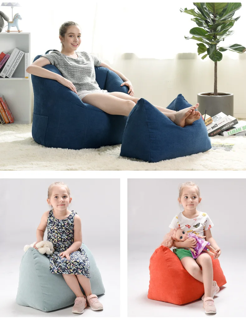 Большие чехлы для стульев Bean сумки ленивый диван взрослые Beanbag Чехлы без заполнения пуфик-оттоманка спальня гостиная мебель для дома
