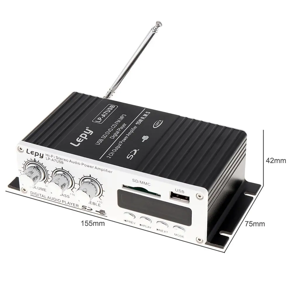 LEPY Bluetooth мини усилитель мощности аудио hi fi AMP MP3 FM USB SD AUX автомобильные электронные