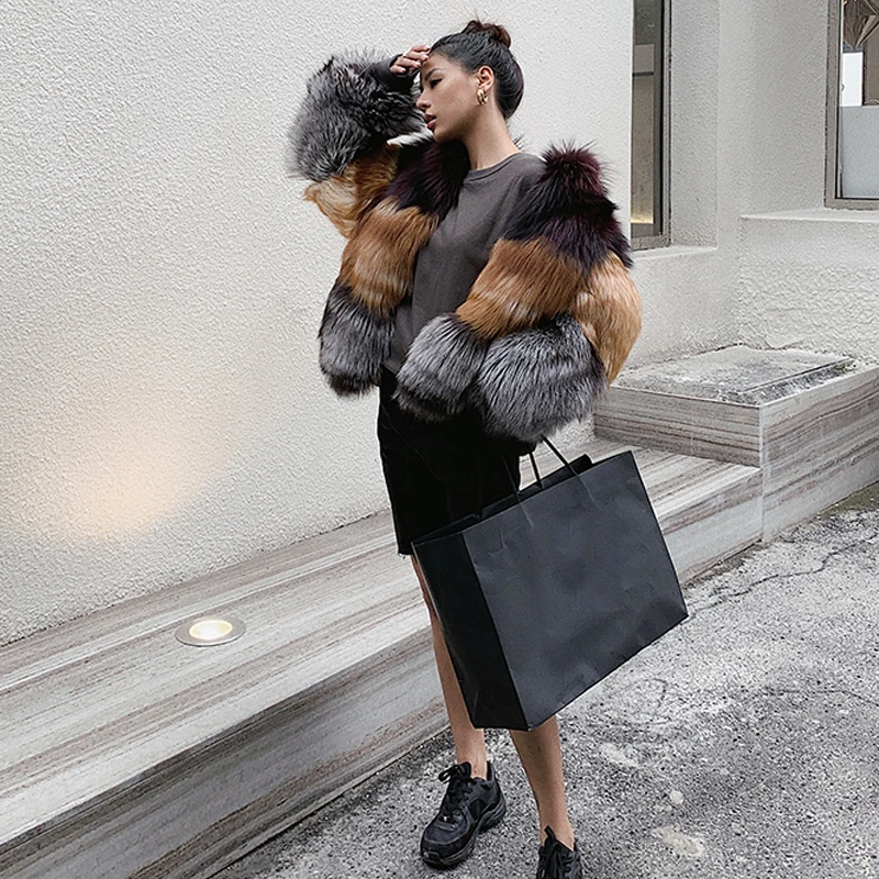 

real ladies silver jacket women natural fox fur coat