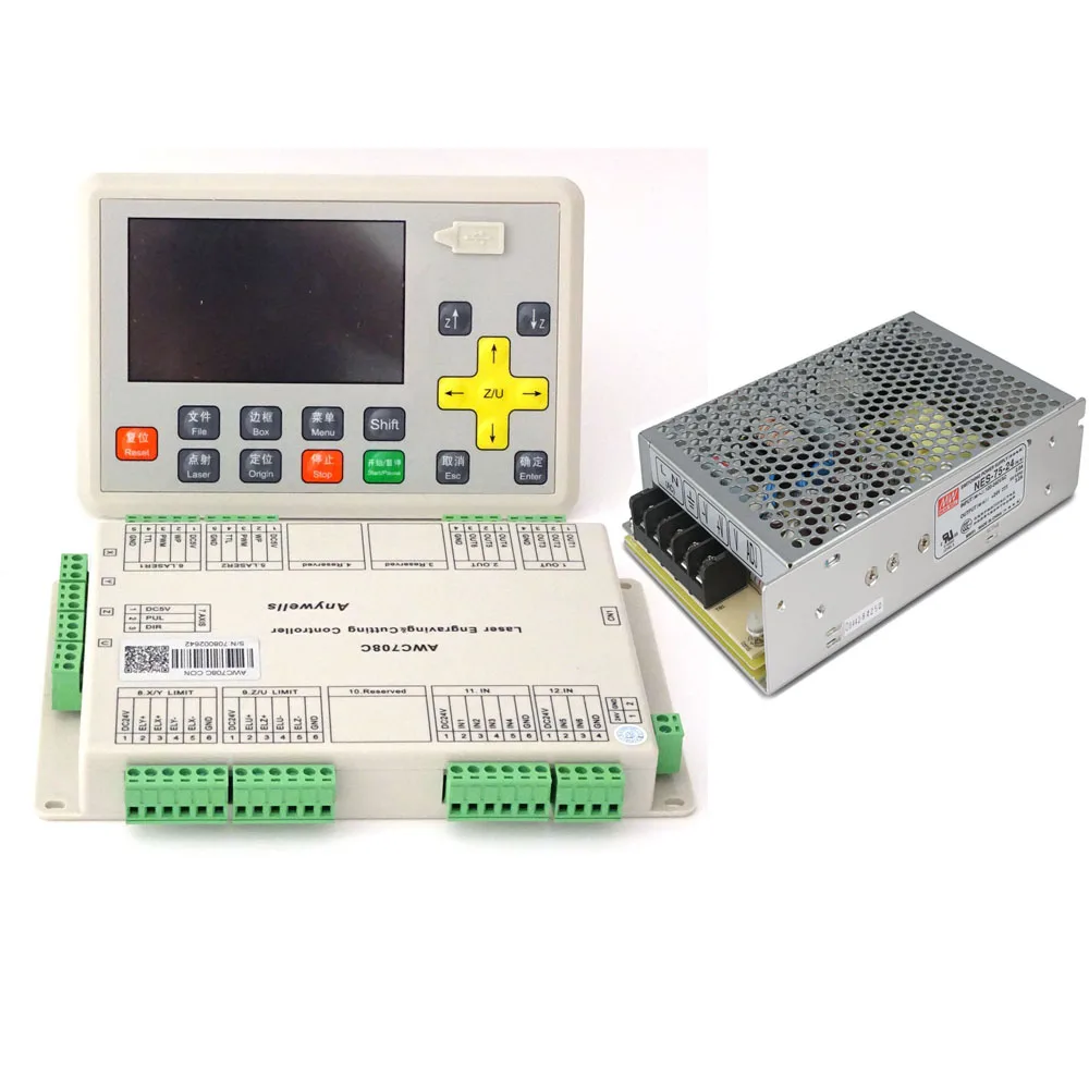 Лазерный контроллер AWC708C LITE Co2 DSP Meanwell 24 в 3 2 а 75 Вт импульсный источник питания