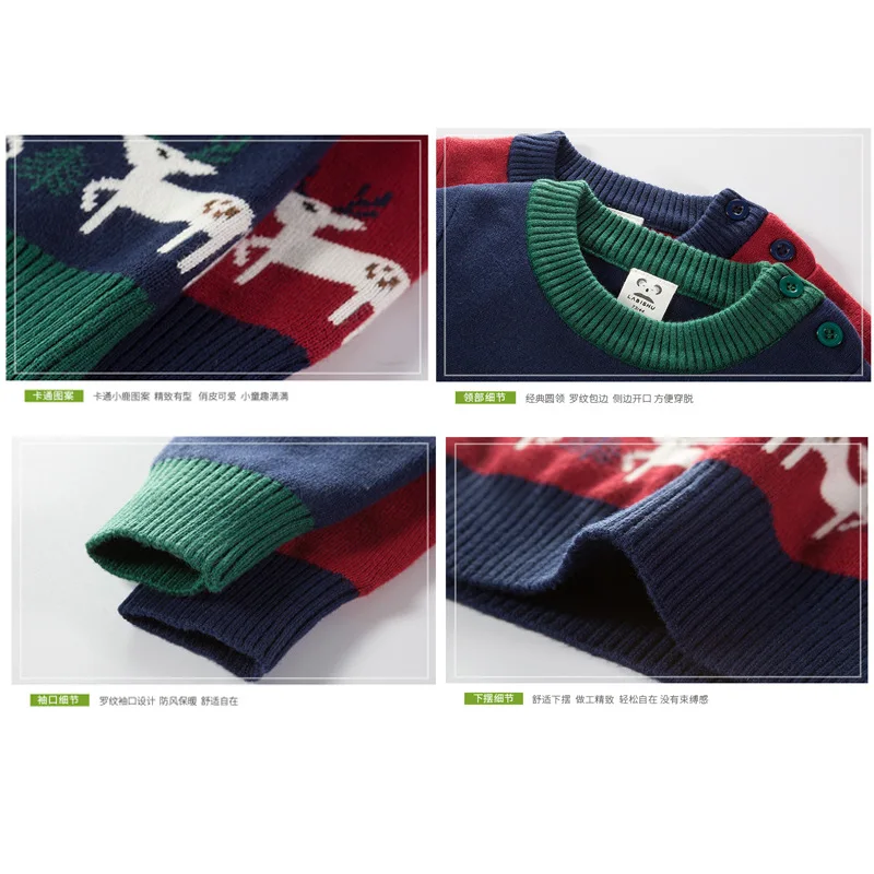 Рождественские свитера для детей Новинка 2019 года сезон осень-зима вязаный свитер