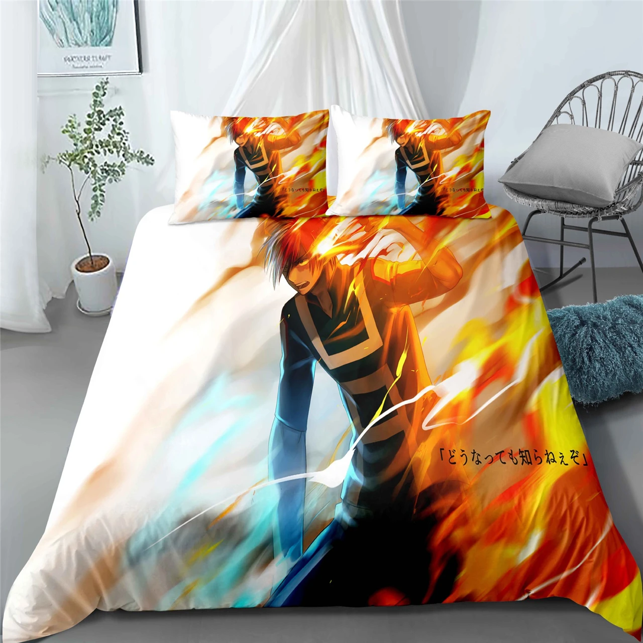 

Anime My Hero Academia 3D Cartoon Printed Comforter Bedding Home Textile Set Cartoon Three-piece Suit Bed Linings Bed Decor