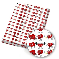 valentines day polyester cotton fabric love heart printed cloth sheets diy mask dress handmade bag home textile 45145cm 1pc