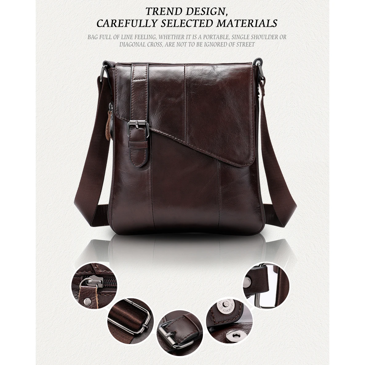 genuine leather shoulder messenger women men bag crossbody briefcase business work office for portable handbag male female retro free global shipping