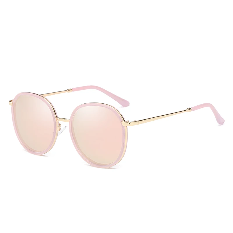LEIDISEN Polarized Sunglass Women's style Fashion Dazzle Color Classic Metal Brand Designer UV400 Sun Glasses Vintage 0935 - Цвет линз: PINK