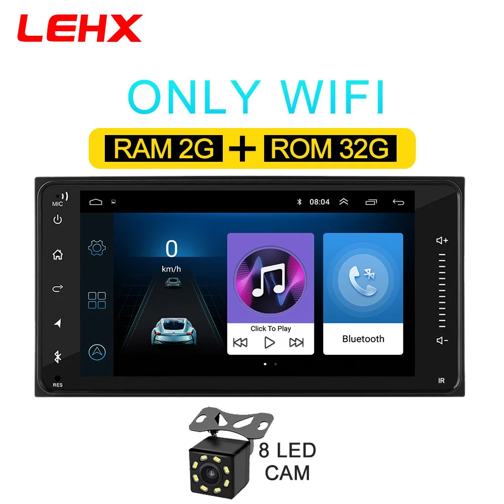 LECO932-CAM Автомобильный Android 8,1 мультимедиа для toyota corolla 2 Din универсальный автомобильный Радио с навигацией Bluetooth Wifi автомобильный стерео gps плеер - Цвет: LECO932-CAM