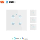 Переключатель сенсорный Tuya Zigbee, сенсорная панель для умного дома, с дистанционным управлением через приложение для автоматизации, работает с Alexa Google Home 1 2 3 4 Gang