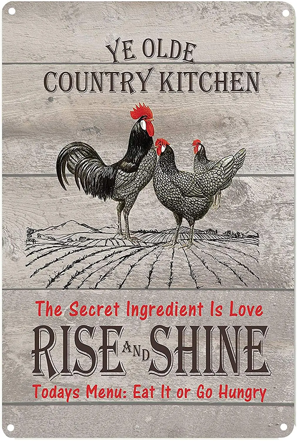 

PXIYOU Country Kitchen Rise & Shine Rooster Tin Sign Vintage Metal Signs Farmhouse Home Wall Decor Signs 8X12Inch