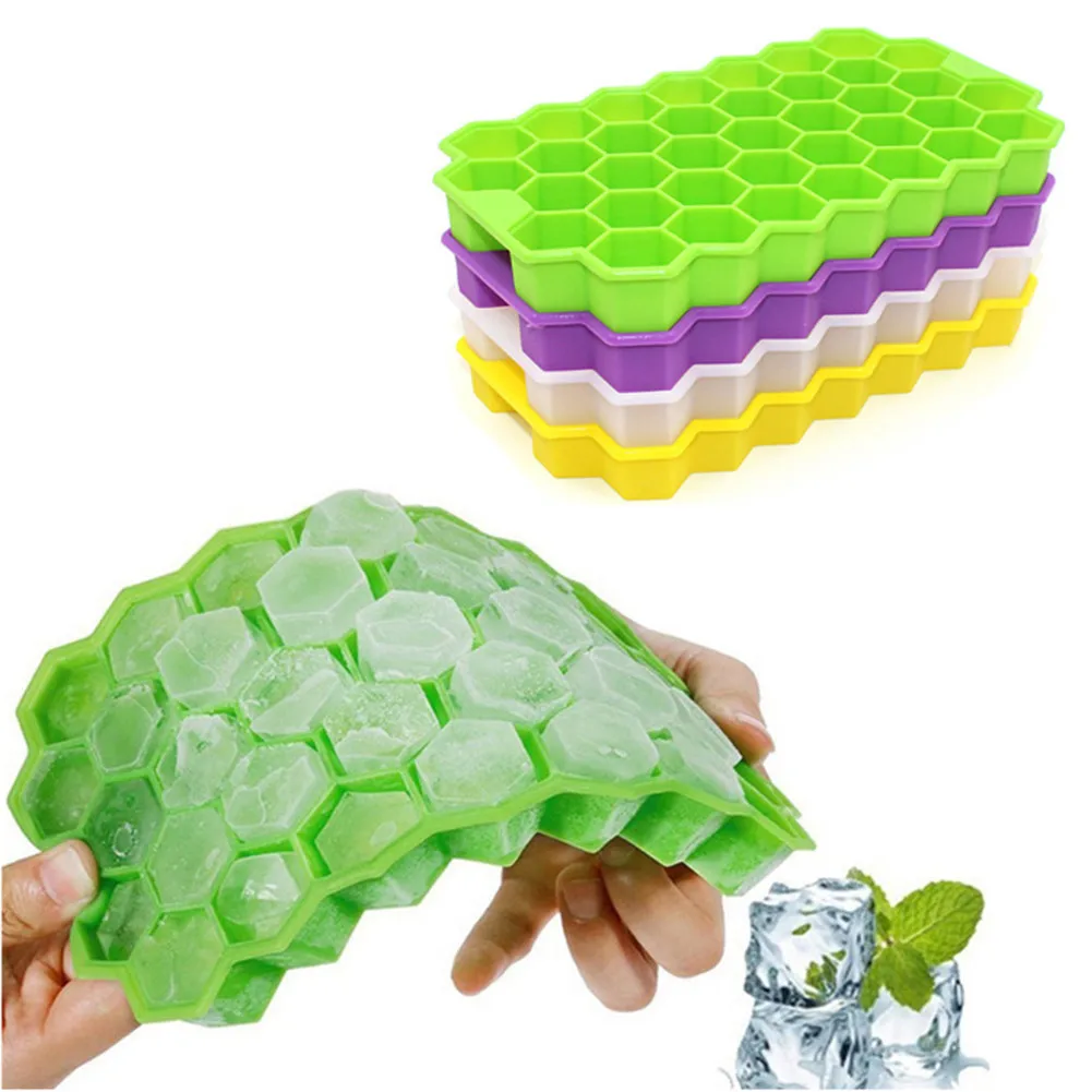 

37Cavity Ice Cube Tray Honeycomb Ice Cube Mold with Removable Lids Food Grade Flexible Silicone Ice Molds for Whiskey Cocktail
