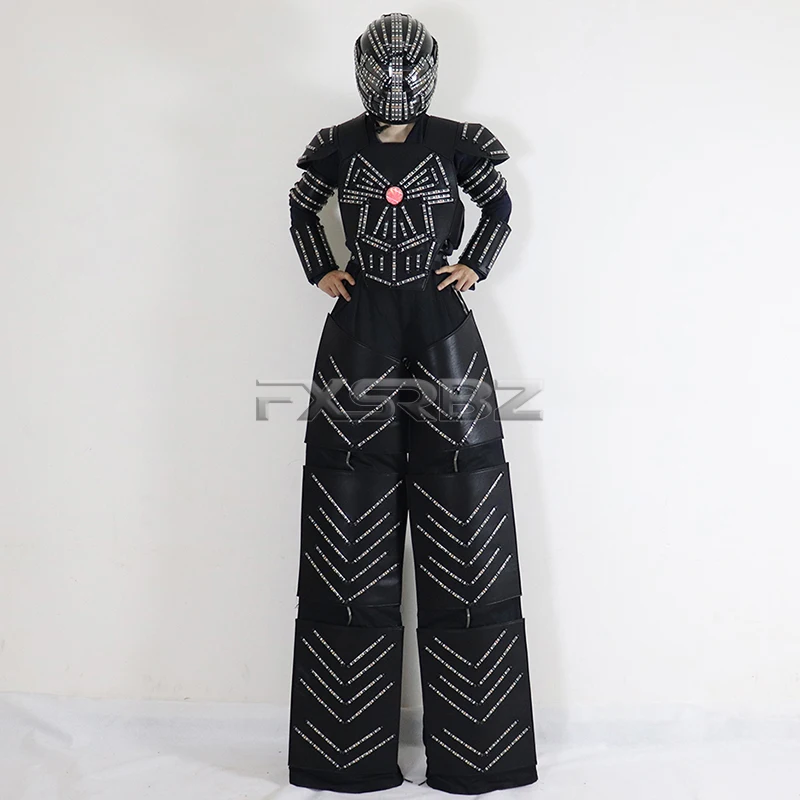 Ходунки костюм робота из светодиодов криоман Давид робот LED танцор одежда шлем