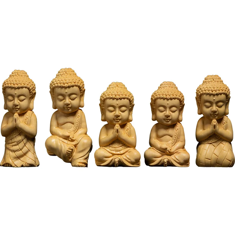 Статуя маленького Будды 7 8 см Shakyamuni Boxwood статуя фэн шуй скульптура ремесла