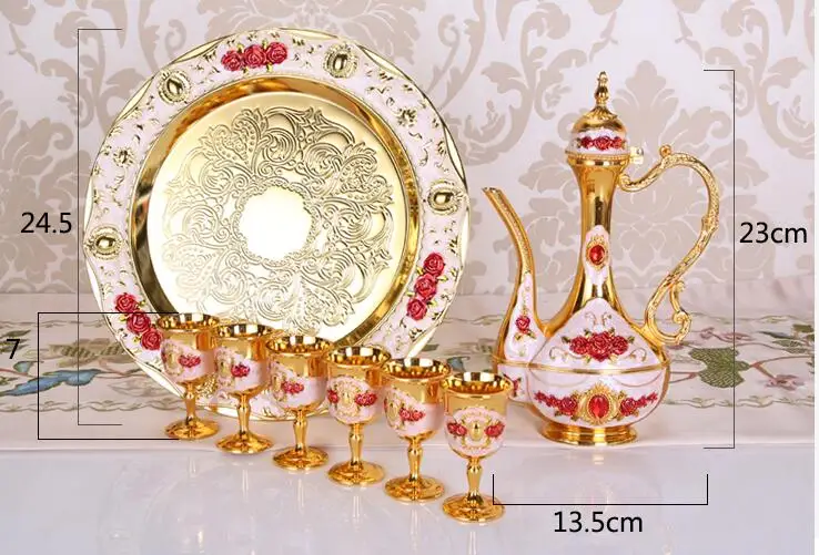 Модный 8 шт./компл. золотистый/серебристый декоративный набор для вина графин