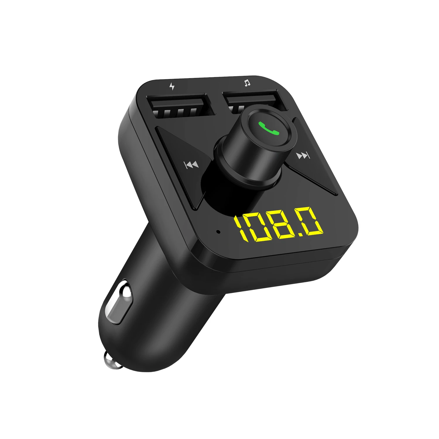 

KORSEED New LED FM Transmitter Bluetooth 5.0 Car kit Dual USB Car Charger 3.4A 2 Port USB MP3 Music Player support TF/u disk