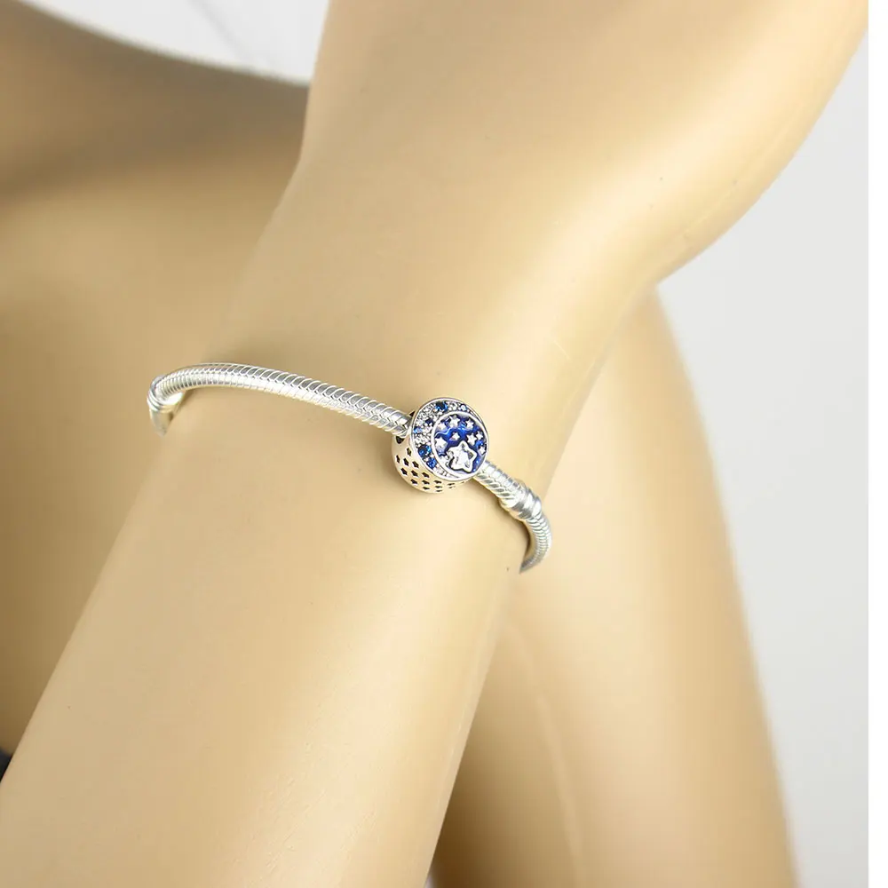 Цена оптовой продажи 925 стерлингового серебра и голубые эмалированные подвески в