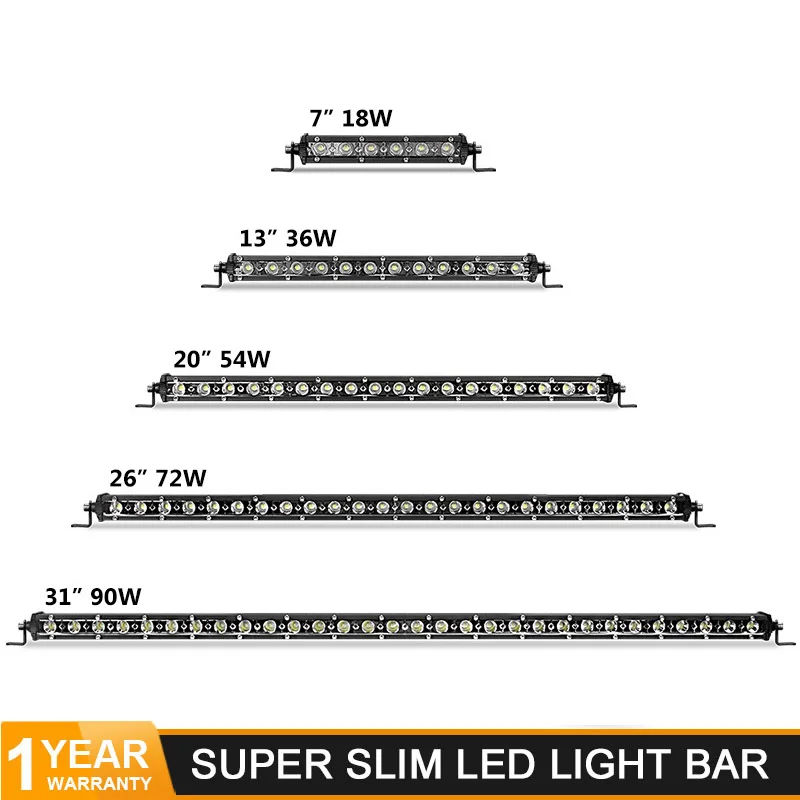 DERI супер тонкий светодиодный светильник однорядный 7 13 20 26 31 дюймов 18 Вт 36 54 72 90 для