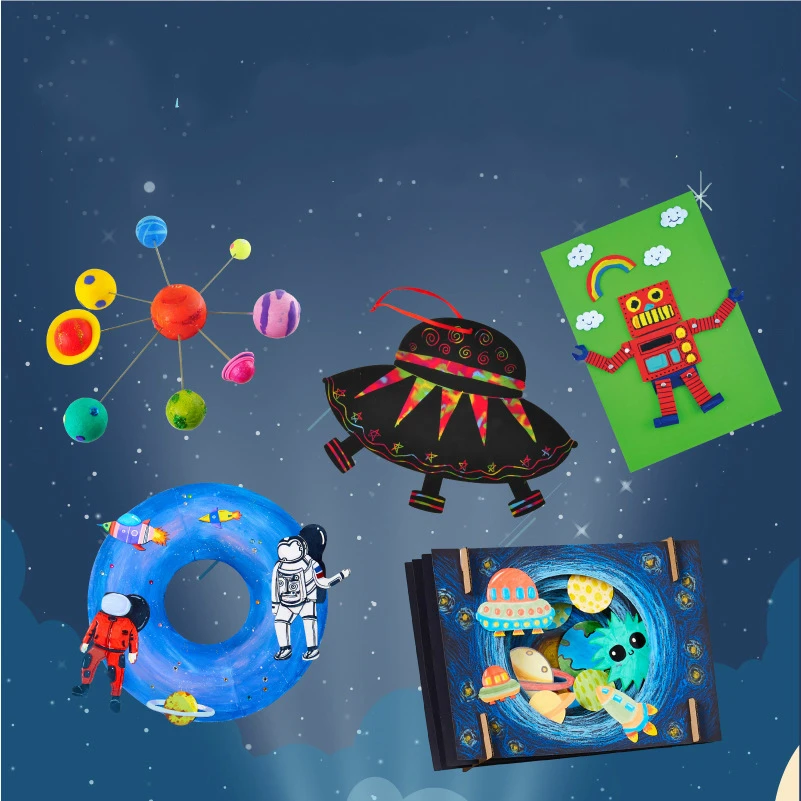 

Space Appearance Gift Bag DIY Children's Production Material Bag Kindergarten Creative Art Puzzle Children Do It Educational