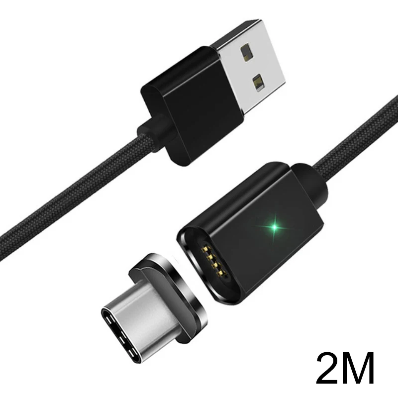 Магнитный кабель Essager Micro USB для Xiaomi Mi9 samsung S10 9 8 type C магнитное зарядное устройство USB адаптер type C кабели для мобильных телефонов - Цвет: Type-c 2m black
