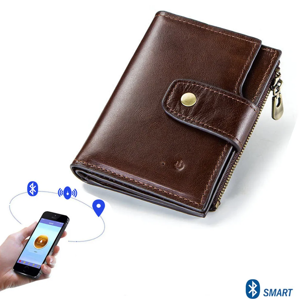 Мужской умный кошелек с защитой от потери, кошелек с функцией Bluetooth, RFID, Ретро стиль, большой емкости, популярный