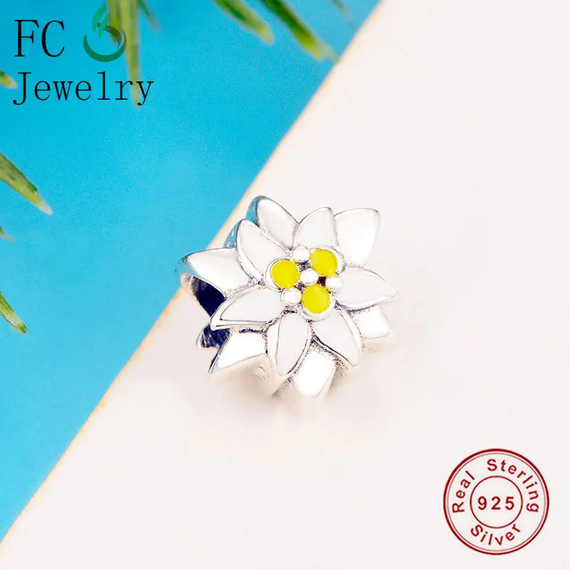 FC Jewelry Fit оригинальный бренд Шарм браслет 925 серебряный желтый цветок из белой