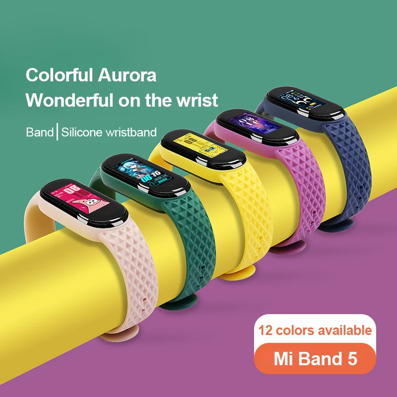 

Ремешок силиконовый для Xiaomi Mi Band 5, сменный мягкий браслет с алмазным узором для Xiaomi Band 5 Mi Band 5
