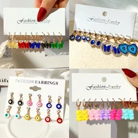 trendy candy color acrylic butterfly animal hoop earrings set for women y2k enamel geometric huggie earrings jewelry accessories