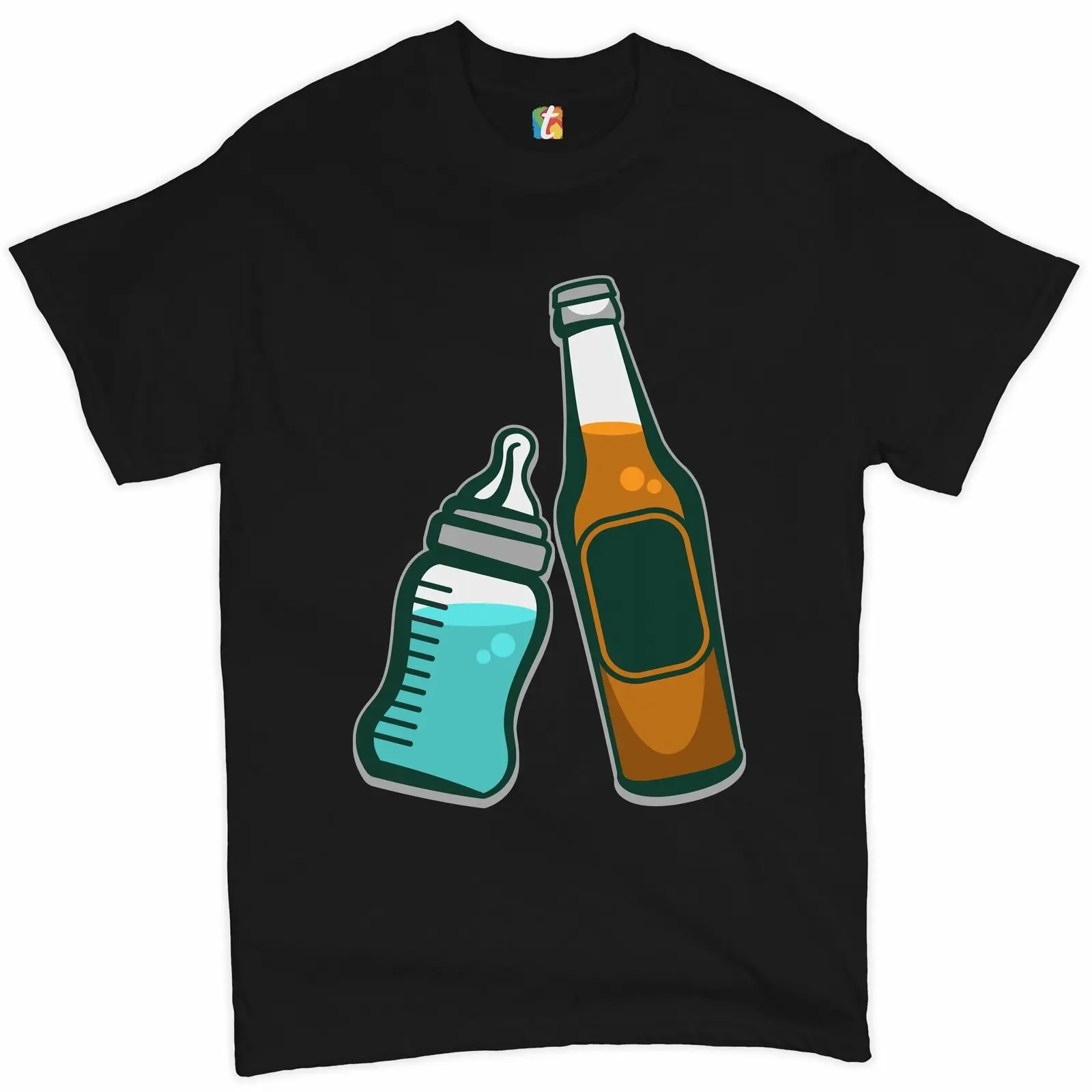 

First Father's Day Funny Fatherhood Dad Baby Bottle Beer T-Shirt. Summer Cotton O-Neck Short Sleeve Mens T Shirt New S-3XL