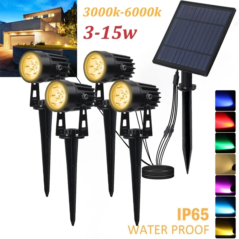 1/2/4 головка светодиодный садовый светильник на солнечной батарее IP65