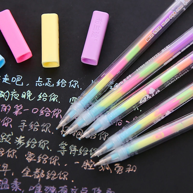 Радужная цветная гелевая ручка дневник хайлайтер черная карта 6 в 1 цветной мел