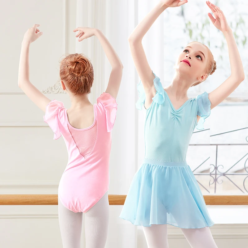 

Girls Ballet Dance Skirt Fluffy Kids Ballet Children V Neck Leotard Dress Mesh Splice Ballet Costumes Ballerina Skirt