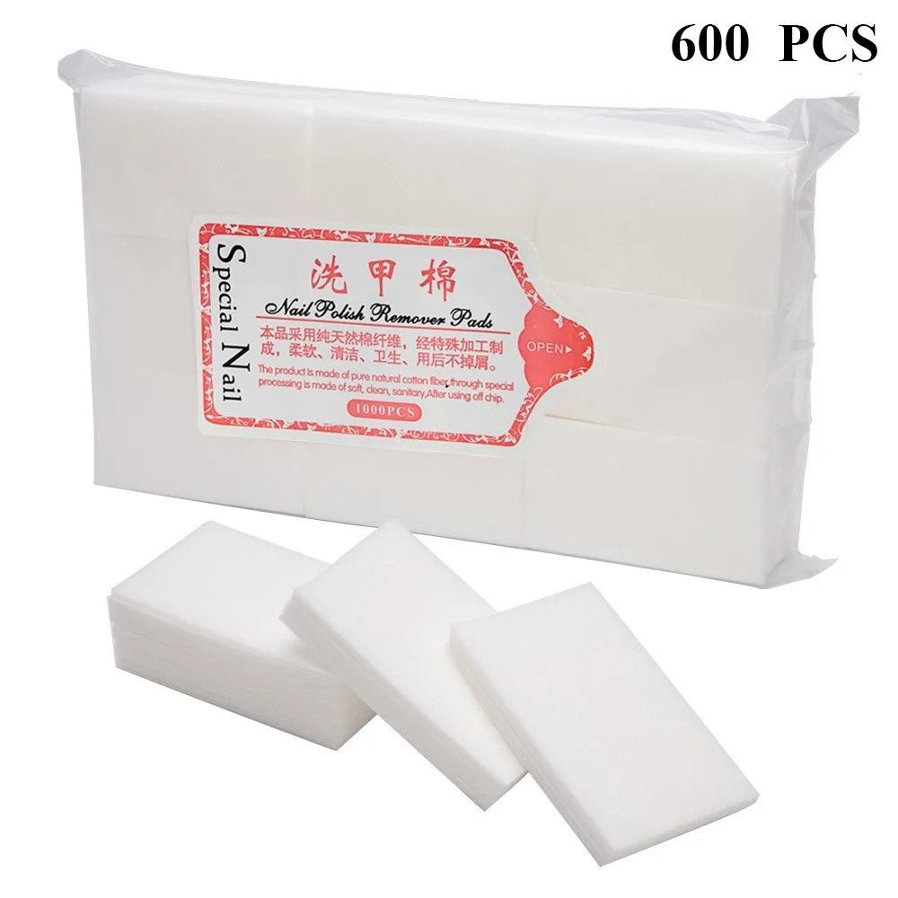 600Pcs White Ladymisty 60/100/200/600 шт Клей для ногтей салфетки для очищения хлопок бумажные салфетки очиститель клея клей колодки отверстие бутылки чистящие средства - Цвет: 600Pcs White
