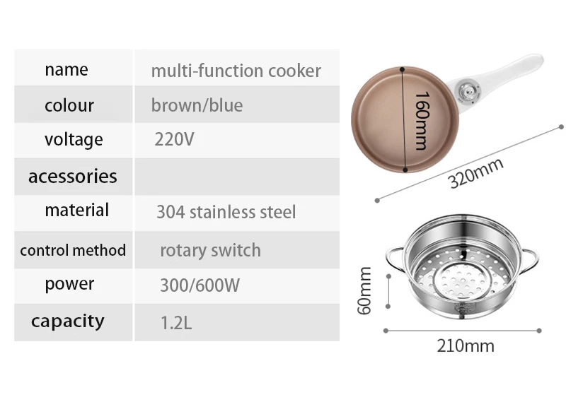 110V/220V Mini Multifunctional Electric Cooking Pot Machine Single/Double Layer Available Rice Cooker Steamed Non-stick coating