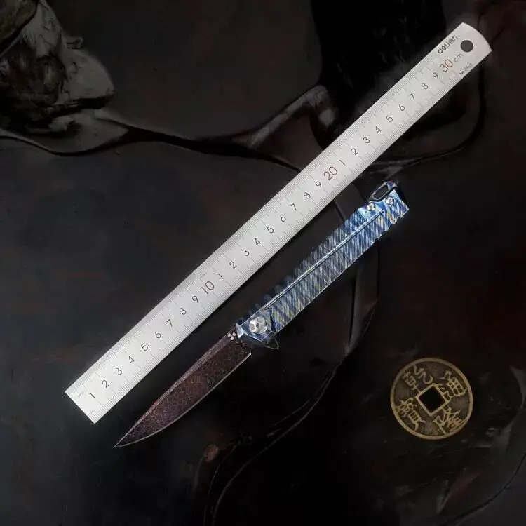 Стальной нож японский из дамасской стали складной sharp карманный дамасский