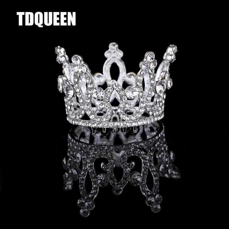 TDQUEEN тиары и короны Золотое посеребренное Покрытие Полный Круглый горный хрусталь кристалл для маленьких девочек Рождественский подарок аксессуары для волос