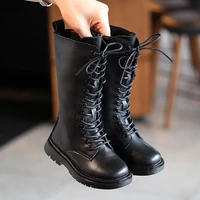 autumn winter kids boots for girls fashion cool rubber boots knee high childrens motorcycle boots long boots martin boots black