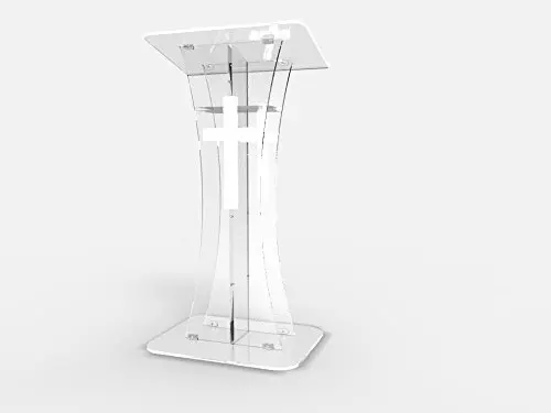 

Fixture Displays Plexiglass Acrylic Podium Clear Lectern Church Pulpit with Cross Decor church souvenirs