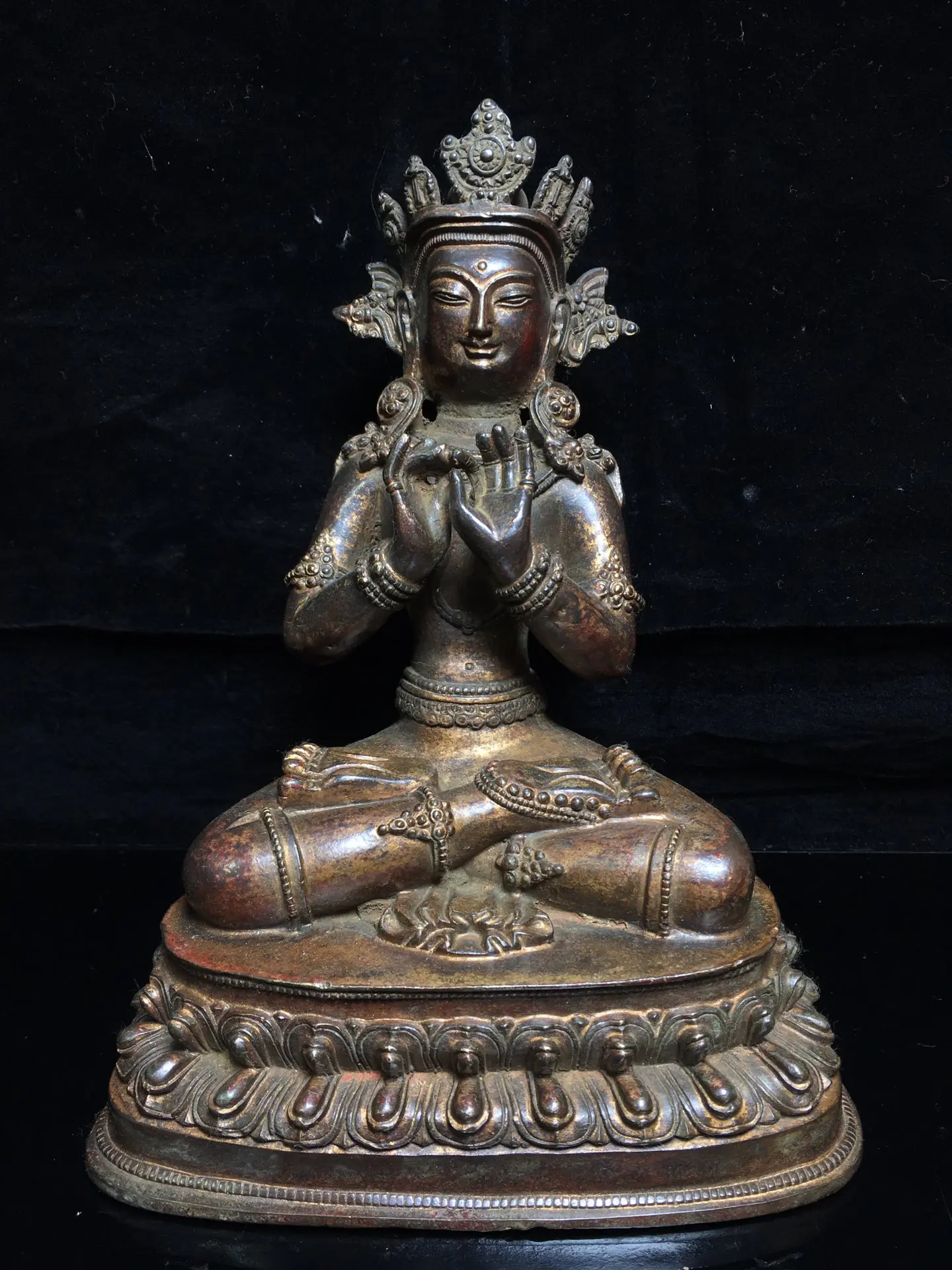 

Home Decor 9" Tibet Buddhism Old Bronze Cinnabars Wandering Bodhisattva Mother of Buddhas Guanyin Enshrine the Buddha