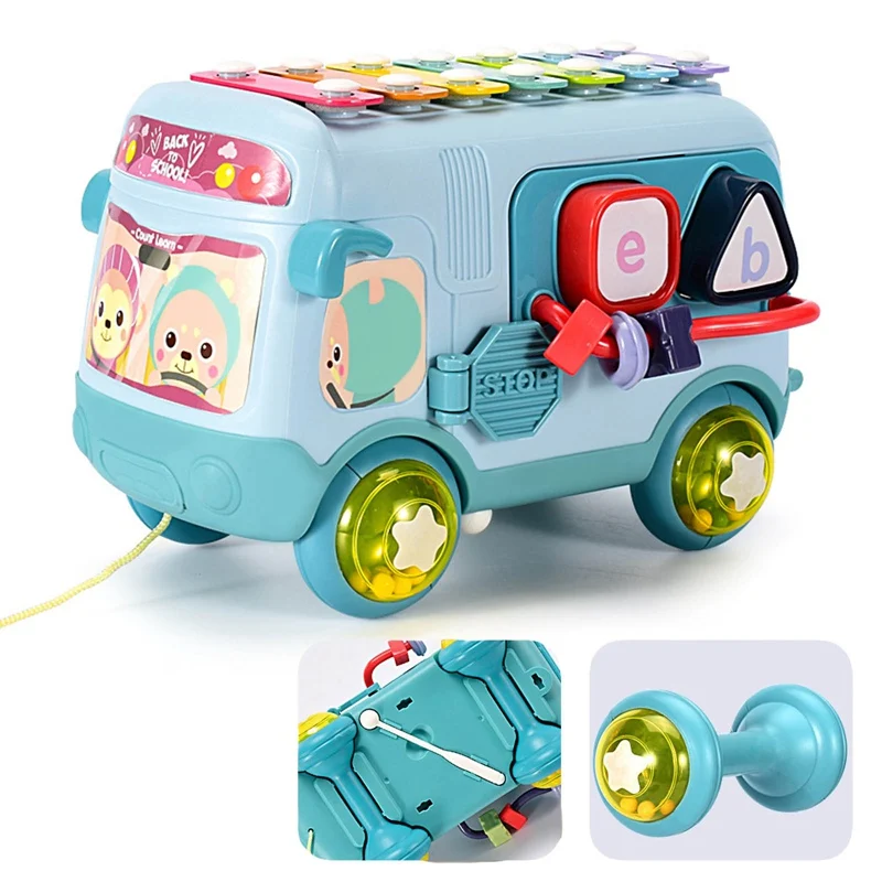 

Multifunctional Piano Knocking Toy Baby Pat Drum Toy Early Educational Toy Bus Light Music Gift For Children