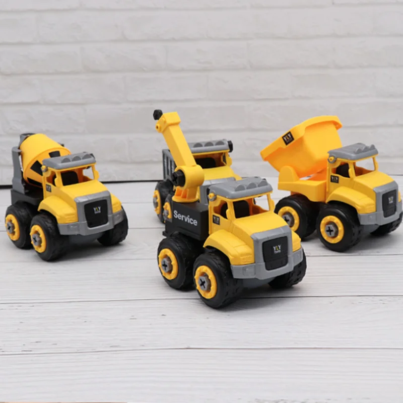 

DIY Children's Educational Toys Detachable Construction Truck Toy Assembling Sanitation Crane Gift for Kids