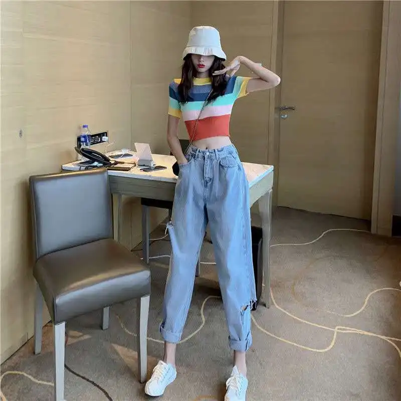 

New fashion jeans domineering youth student girl pants