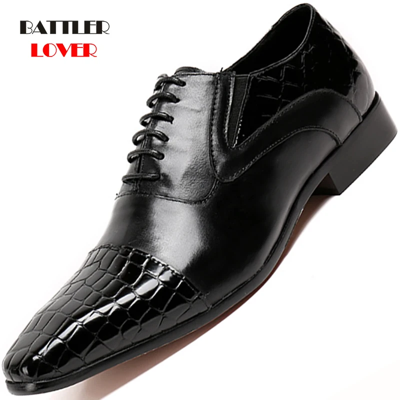 Men Leather Formal Shoes Snake Skin Prints Business Dress Classic Style Black Lace Up Square Toe For Oxford | Обувь