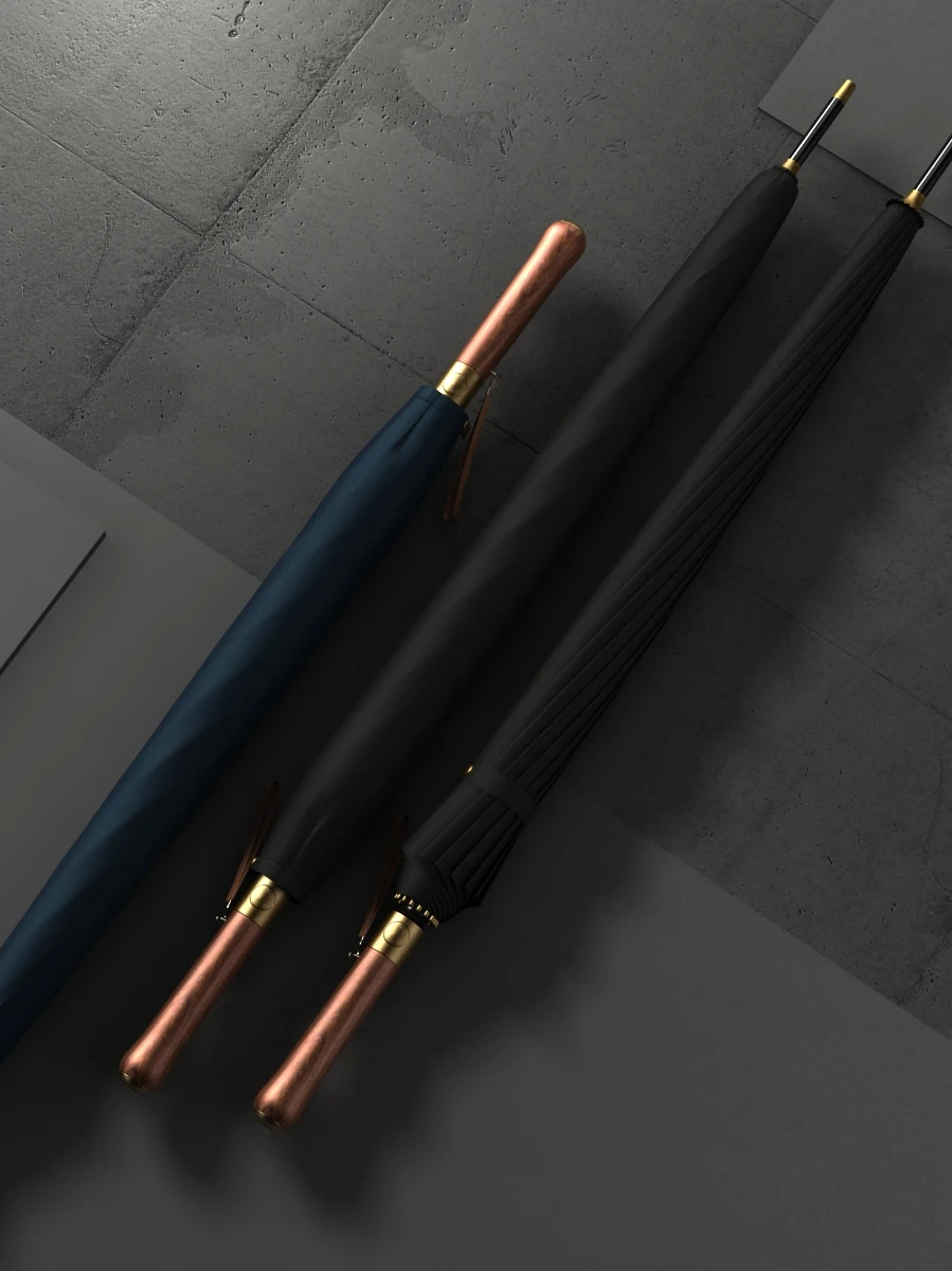 Offerte Ombrello A Manico Lungo Retrò Uomo D'affari Ispessimento Impermeabile Creativo Ombrello Dritto Antivento Parapluie Rain Gear DF50YS