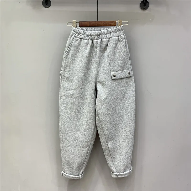 

Solid Color Loose Casual Ankle-Length Sweatpants for Ladies 2021 Summer New Elastic Waist Plus Size Harem Pants Female