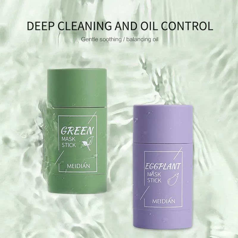 Green Tea Cleansing Mask Stick Purifying Clay Stick Mask Oil Control Anti-acne Eggplant Face Care Moisturizing Cosmetics