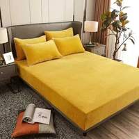 warm universal mattress cover mink cashmere thicken sheets bed pillow case winter fitted sheets dust cover protector bed sheets