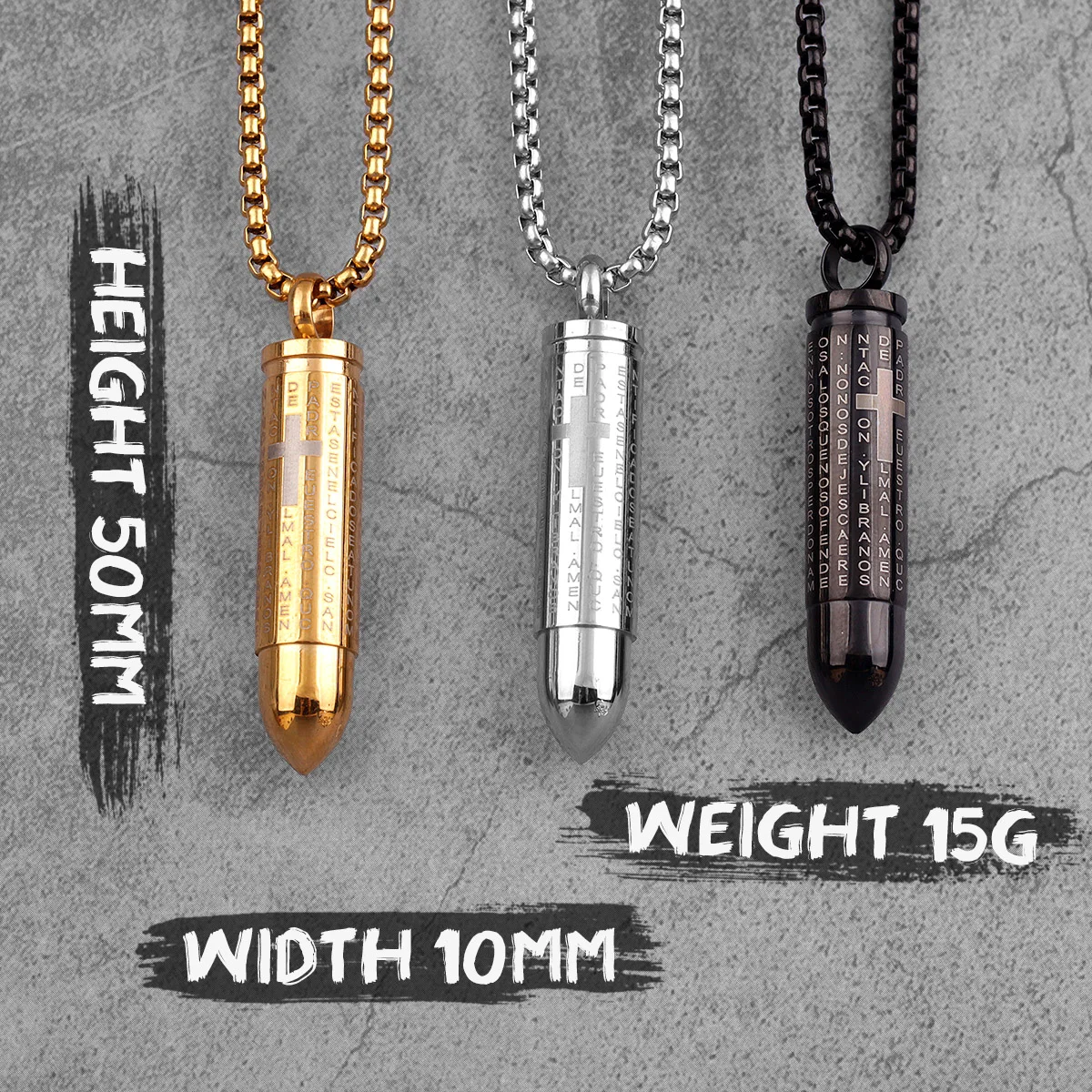 Золотистый и черный синий пуля Крест Подвески мужские ожерелья цепи для