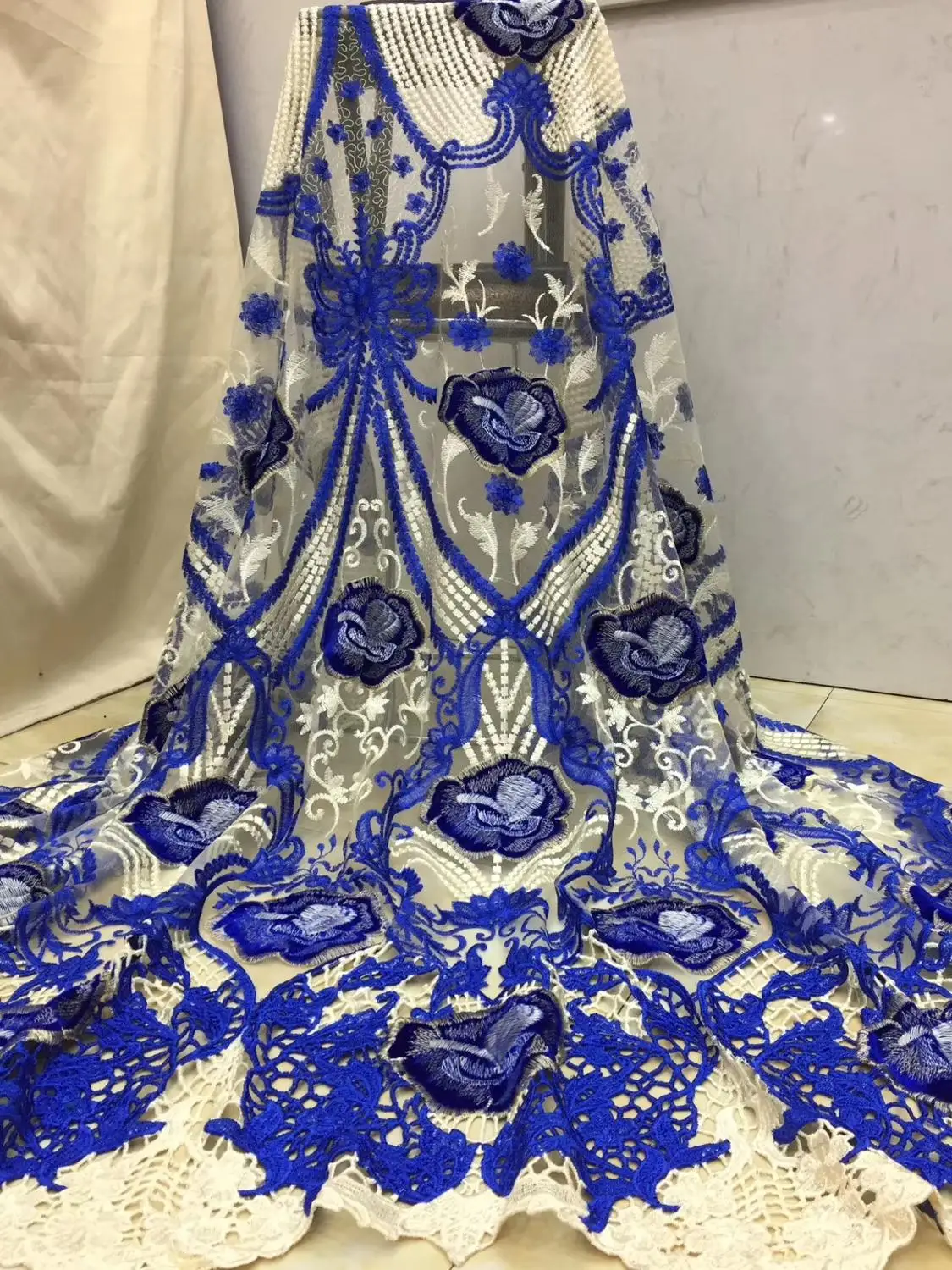 

Newcoming african net tulle lace fabric 5yards good quality african french lace fabric for wedding or party dress XZXSE081