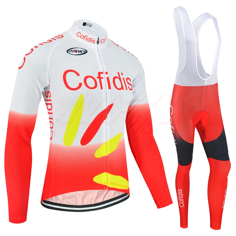Спортивный костюм Cofidis теплая флисовая футболка для велоспорта белая и красная