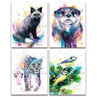 Полностью Квадратный бриллиант, 5D живопись вышивка крестиком животные красочная кошка выдра Леопард птица 3D DIY Круглая Мозаика для рисования 269